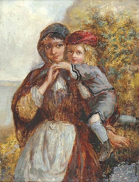 Kobieta Z Dzieckiem, Ok. 1850 Oil Painting by Alessandro Castelli