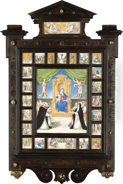 A Portable Altarpiece Oil Painting by Giovanni B. (Il Genvovese) Castello