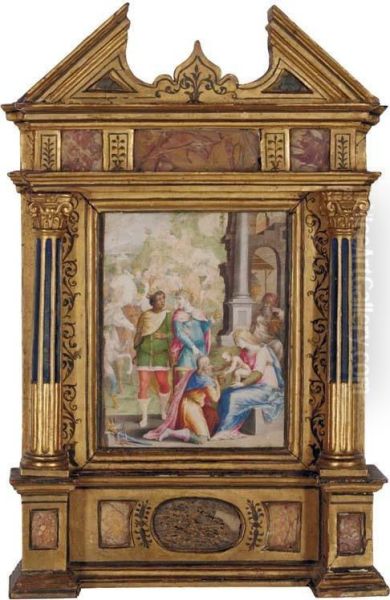 L'adoration Des Mages Oil Painting by Giovanni B. (Il Genvovese) Castello