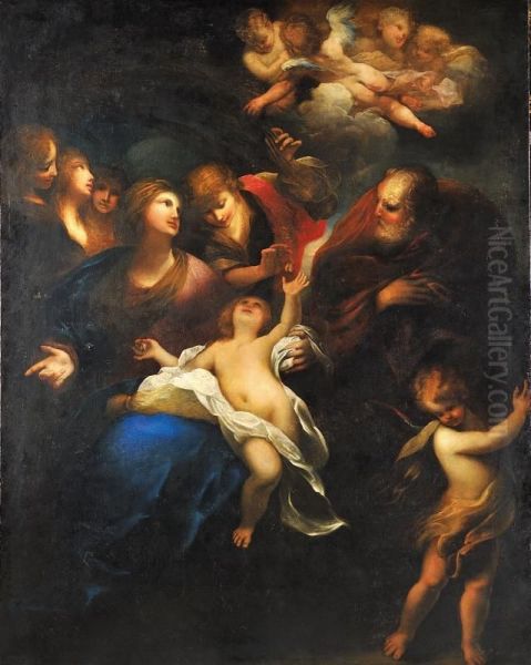 La Sacra Famiglia Al Riposo Oil Painting by Valerio Castello