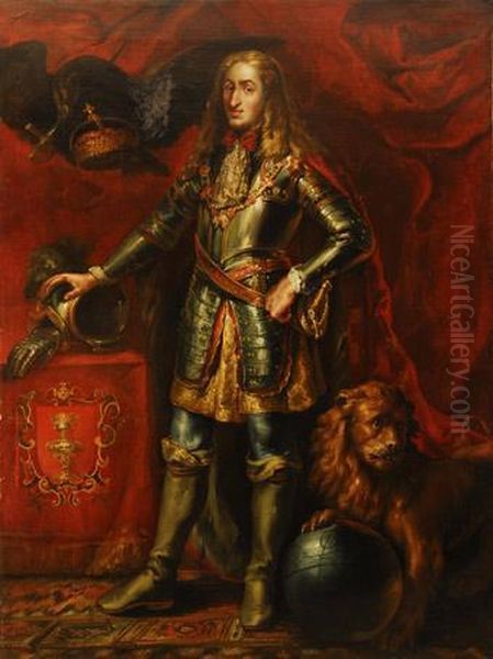 Retrato De Carlos Ii De Cuerpo Entero, Vistiendoarmadura Oil Painting by Vicente Castello Y Amat