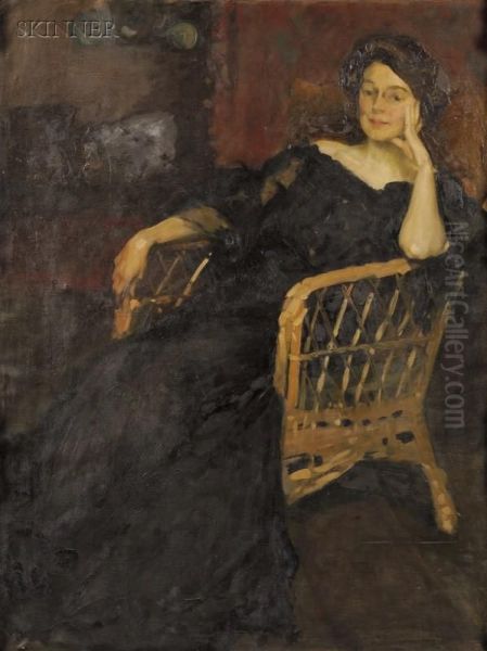 Portrait Of A Seated Woman Oil Painting by Claudio Castelucho Diana