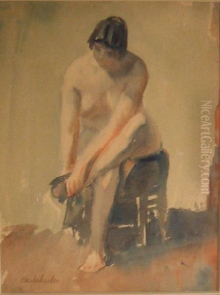 Femme Nue Assise Oil Painting by Claudio Castelucho Diana