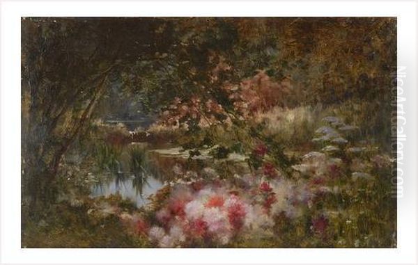 Fleurs Au Bord De L'etang Oil Painting by Adolphe L. Degrange Castex-Degrange