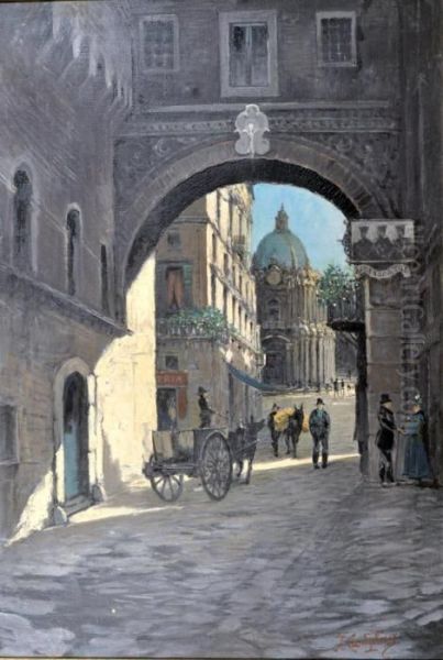 Strada Di Citta Oil Painting by Giovanni Francesco Castiglione