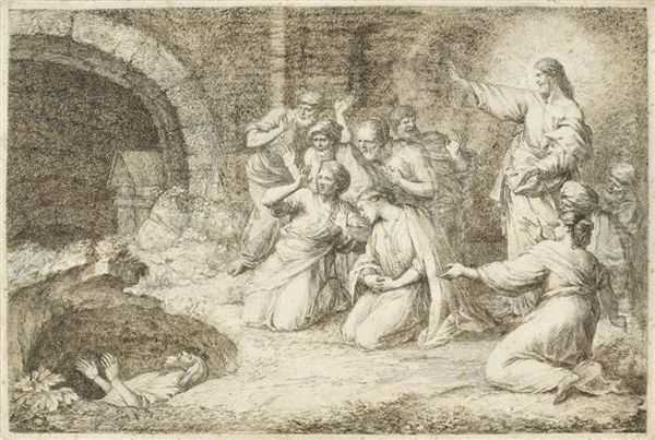 The Raising Of Lazarus Oil Painting by Giovanni Francesco Castiglione