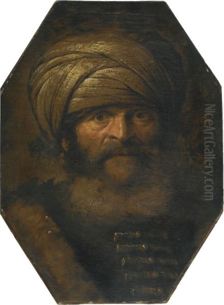 A Bearded Man Wearing A Turban Oil Painting by Giovanni Benedetto Castiglione