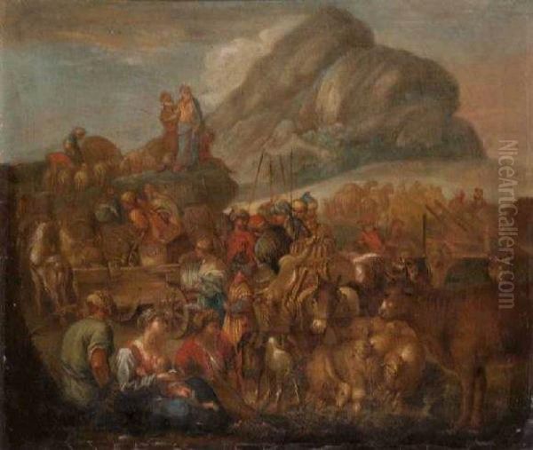 Le Retour Des Hebreux Oil Painting by Giovanni Benedetto Castiglione