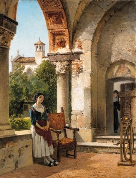 Nel Convento Oil Painting by Guglielmo Castoldi