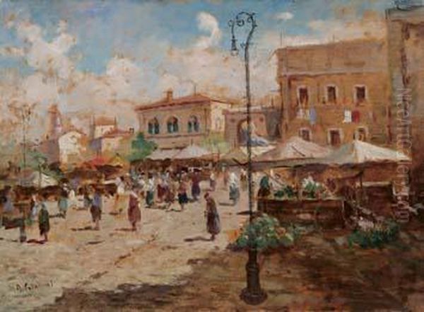 Mercato A Verona Oil Painting by Alessandro Catalani