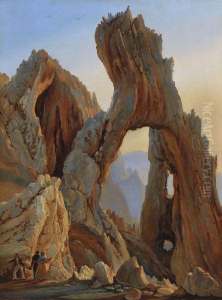 Capri - Arco Naturale Oil Painting by Franz Ludwig Catel