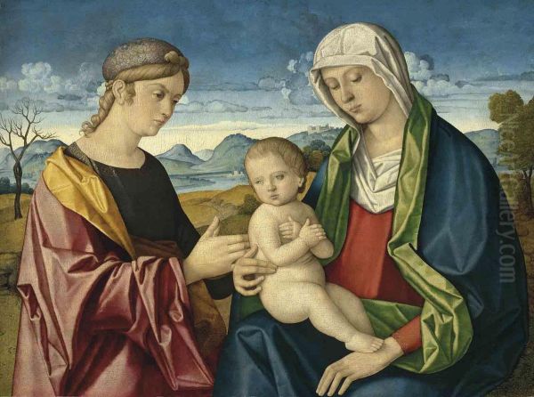 The Madonna And Child With A Female Saint Oil Painting by Vincenzo di Biagio Catena