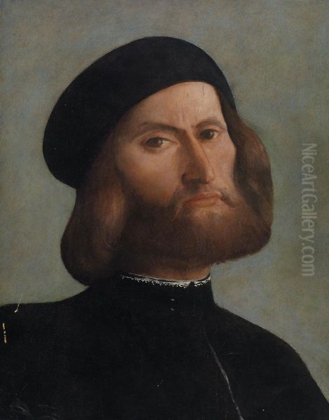 Portrait Of A Man Wearing A Beret Oil Painting by Vincenzo di Biagio Catena