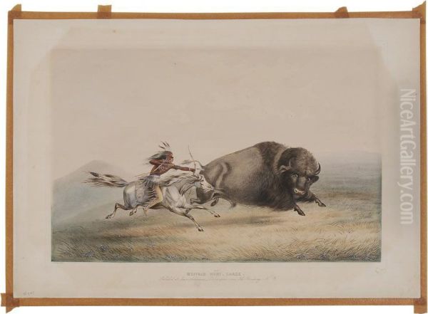 Buffalo Hunt Oil Painting by George Catlin