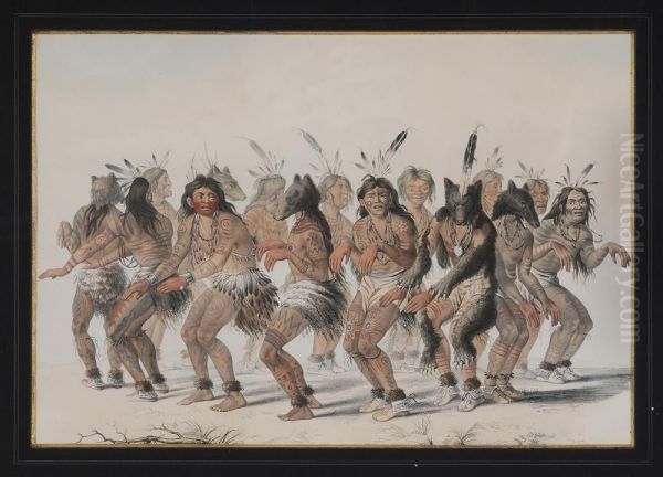 The Bear Dance Oil Painting by George Catlin