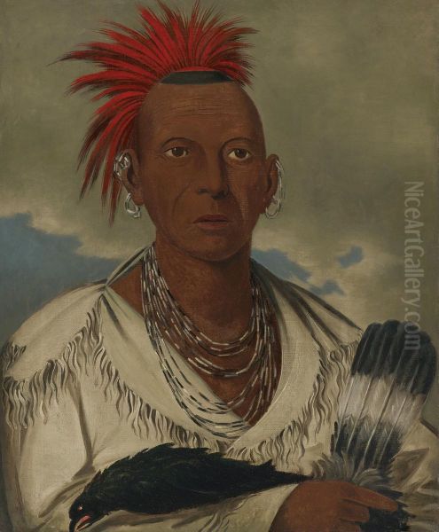 Black Hawk, Prominent Sauk Chief, Sauk And Fox Oil Painting by George Catlin