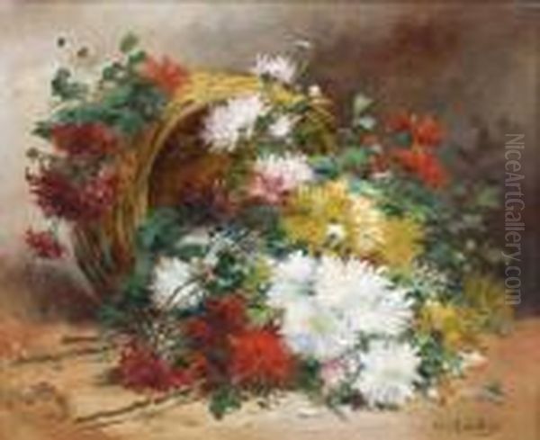 Panier Fleuri Oil Painting by Eugene Henri Cauchois