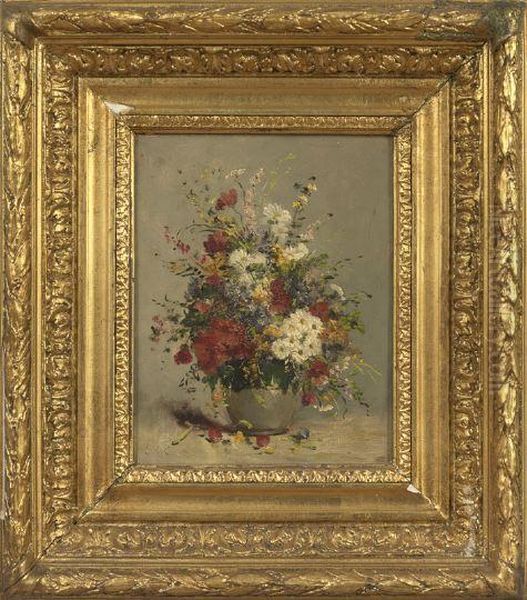 Floral Still Life Oil Painting by Eugene Henri Cauchois