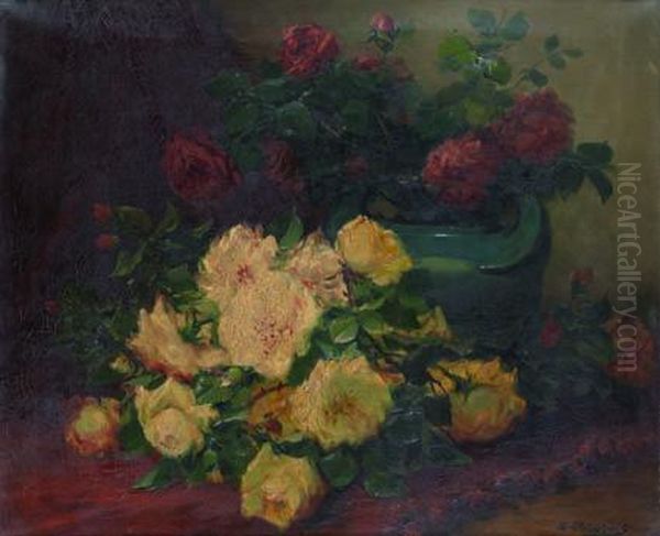 Jetee De Roses Oil Painting by Eugene Henri Cauchois