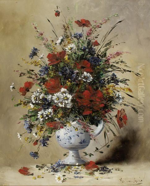 Vase De Fleurs Oil Painting by Eugene Henri Cauchois