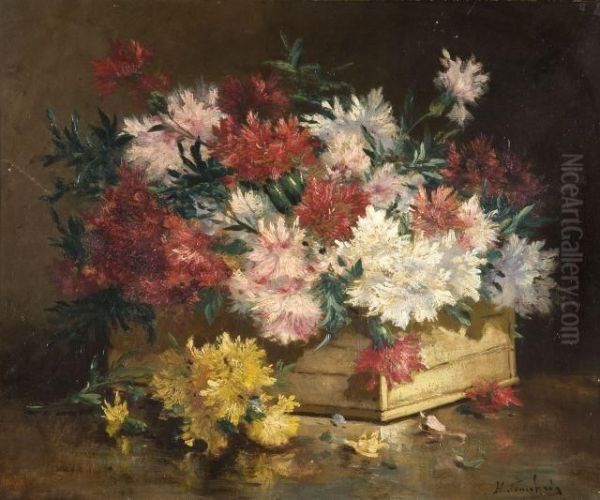 Bouquet D'oeillets Oil Painting by Eugene Henri Cauchois