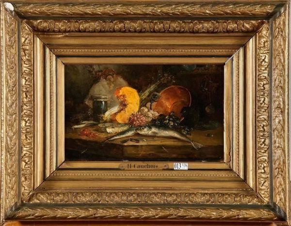 Nature Morte Aux Fruits De Mer Et Aux Legumes Oil Painting by Eugene Henri Cauchois