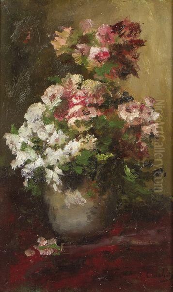 Vase De Fleurs Oil Painting by Eugene Henri Cauchois