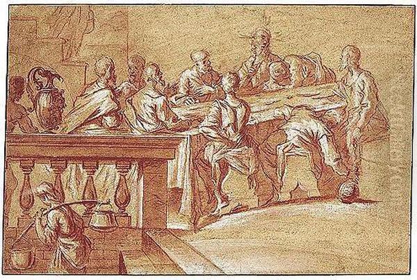 The Last Supper Oil Painting by Sigismondo Caula