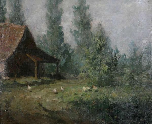 Hoeve Aan De Rand Van Het Bos Oil Painting by Albert Caullet