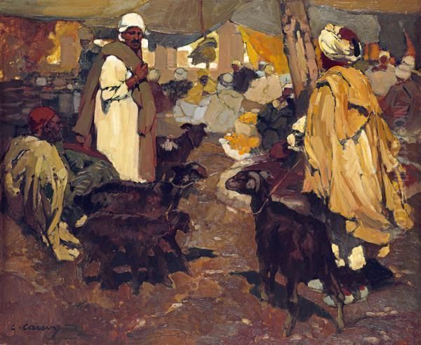 Le Marche Aux Chevres Oil Painting by Leon Cauvy