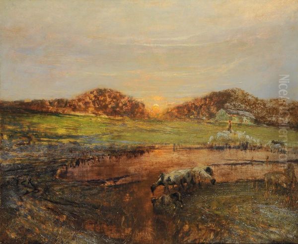 Paesaggio Al Tramonto Oil Painting by Ludovico Cavaleri