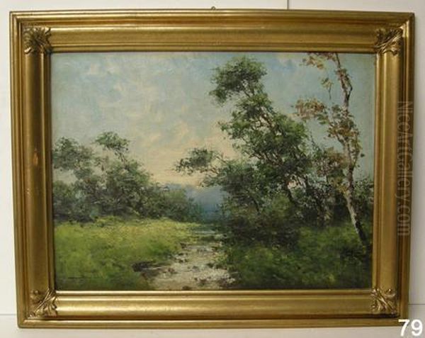 Paesaggio Boschivo Con Fiume Oil Painting by Giuseppe Cavalleri