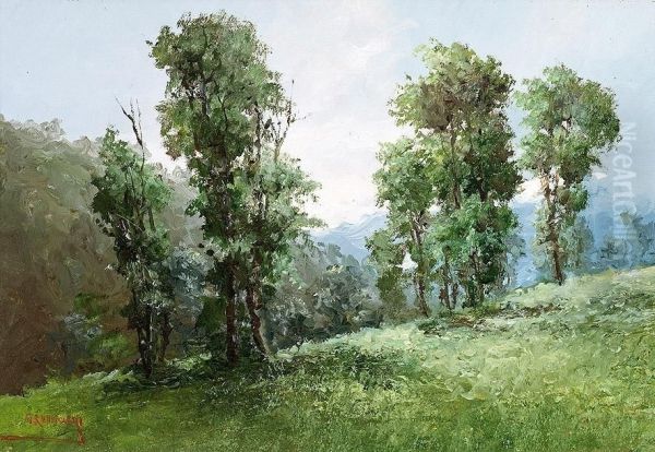 Bewaldete Berglandschaft Oil Painting by Giuseppe Cavalleri