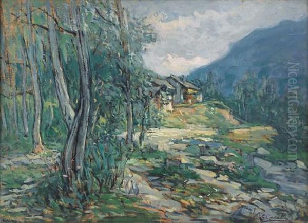 Paesaggio Con Casolari Oil Painting by Giovanni Cavalli