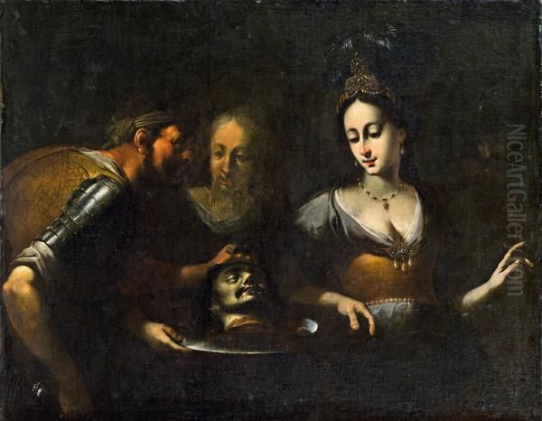 Salome Empfangt Von Herodes Das Haupt Johannes Des Taufers Oil Painting by Bernardo Cavallino