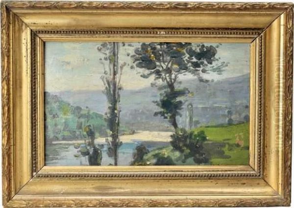 Paysage De Riviere Oil Painting by Honore, Henri Cavaroc