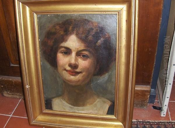 Portrait Of A Young Woman Oil Painting by Giulio Cavelli