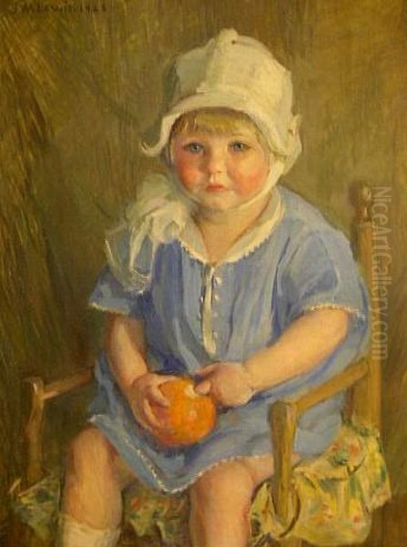 Baby's Portrait Oil Painting by James Lewis Caw