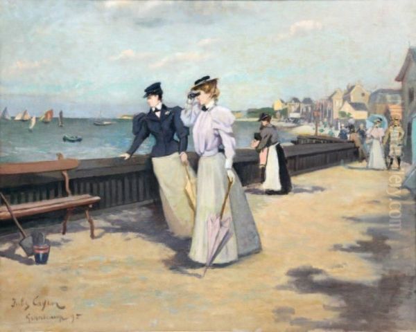 Promenade A Grandcamp Oil Painting by Jules Cayron