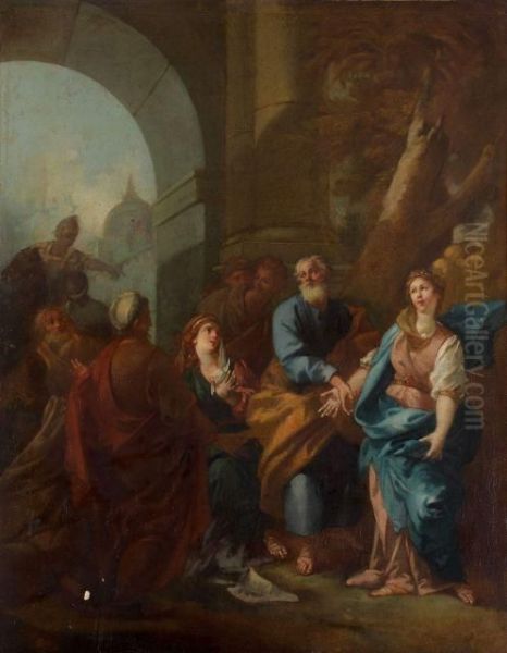 Laban Donne Lea Pour Femme A Jacob Au Lieu De Rachel Oil Painting by Pierre-Jacques Cazes