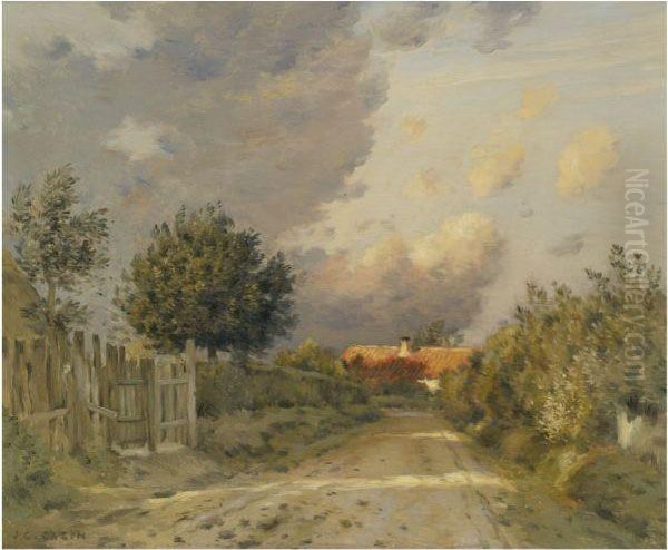 Early Evening In The French Countryside Oil Painting by Jean-Charles Cazin