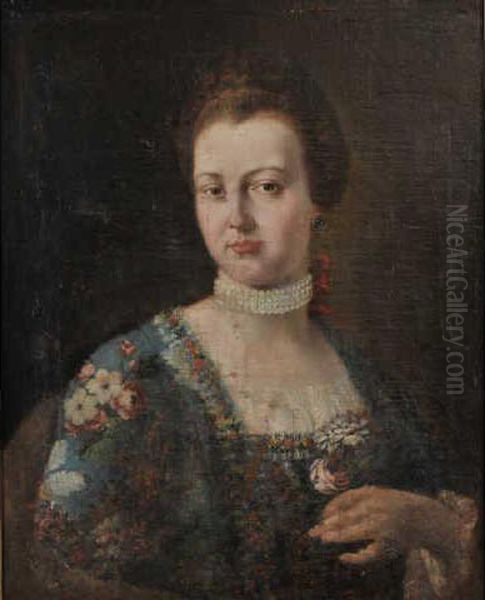 Portrait De Catarina Castiglione Oil Painting by Sebastiano Ceccarini