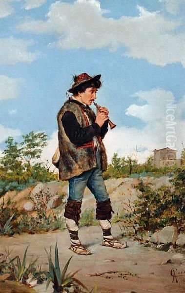 The Piper Oil Painting by Adriano Cecchi