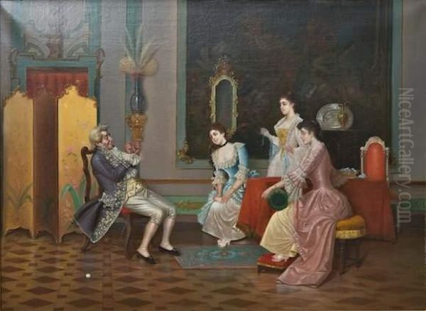 Interieur Italien Du XixÂ° Siecle Oil Painting by Adriano Cecchi