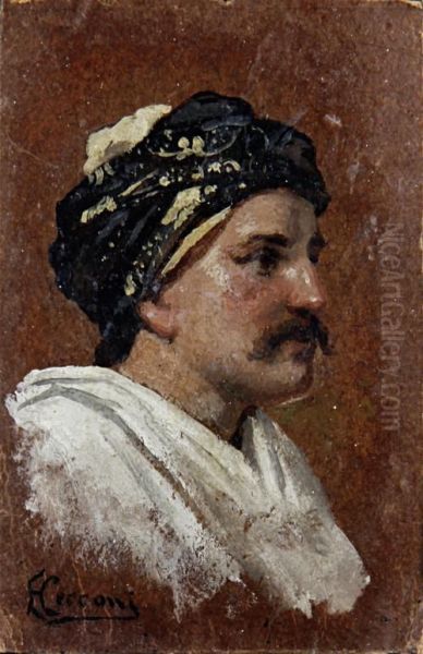 Portrait Of A Moor Oil Painting by Eugenio Cecconi