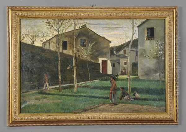 Castel Del Poggio Presso Fiesole Oil Painting by Eugenio Cecconi