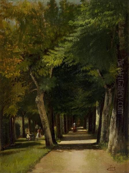 Viale Alberato Oil Painting by Adriano Cecioni