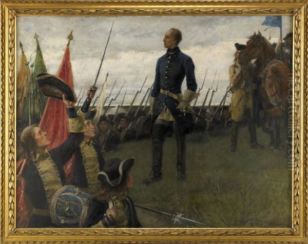 Karl Xii Hyllas Oil Painting by Gustaf Olaf Cederstrom