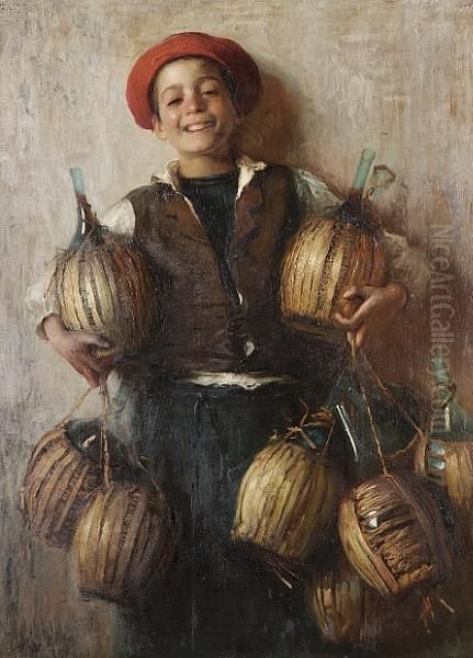 The Chianti Seller Oil Painting by Cipriano Cei