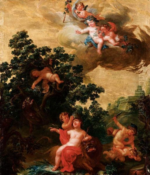 Baccanale Di Putti Oil Painting by Francesco Celebrano